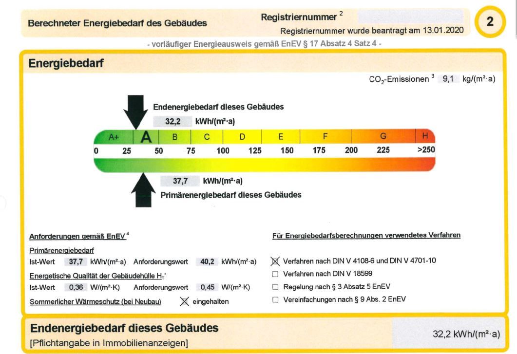 Energieausweis Eulenweg (Ausschnitt)